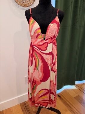 Mara Hoffman Floral Printed Plunge Midi Dress